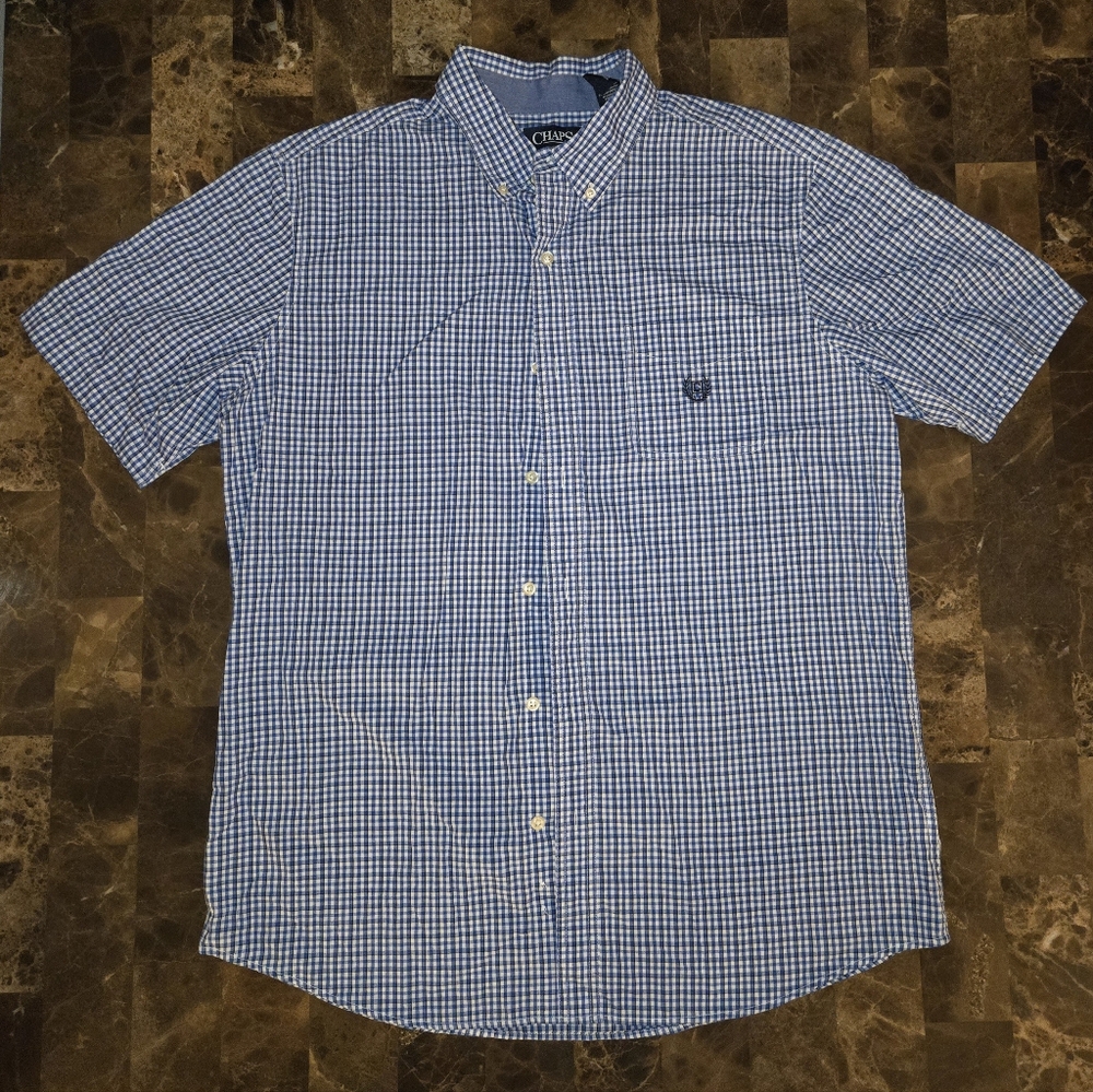 Men's Blue Checkered Short Sleeve Shirt